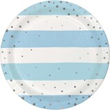 Creative Converting Borden blauw en zilver 23cm | 8 stuks Creative Converting Borden blauw en zilver 23cm | 8 stuks