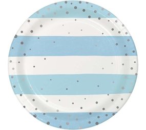 Creative Converting Assiettes bleu et argent 23cm | 8 pièces