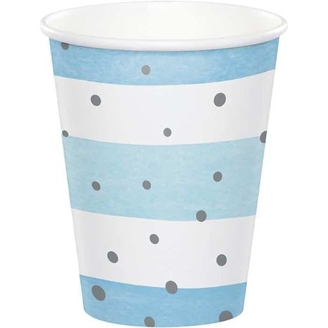 Creative Converting Tasse à café Babyshower Bleu et Blanc 266ml | 8 pièces
