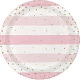 Plaques Babyshower Rose et Blanc 23cm | 8 pièces