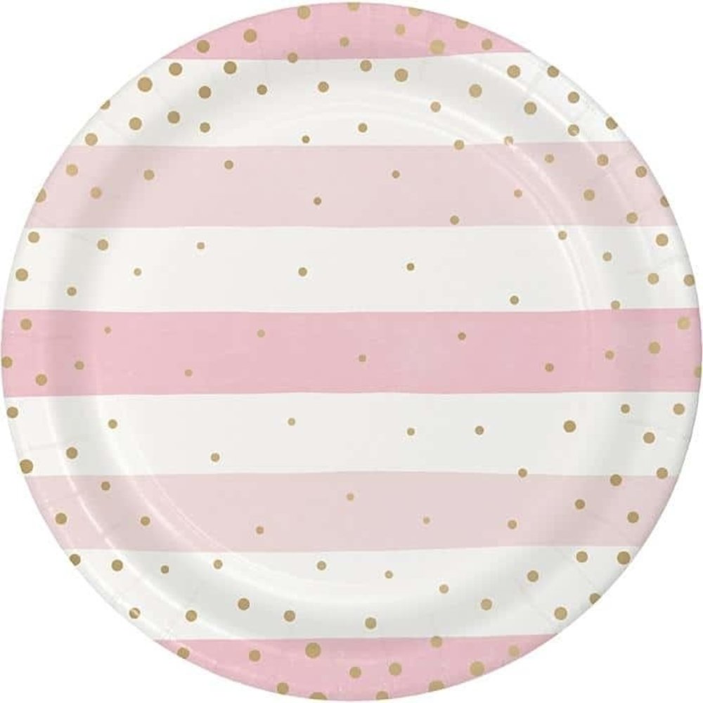 Babyshower Pink and White 18cm | 8 pieces Babyshower Pink and White 18cm | 8 pieces