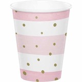 Creative Converting Bekers babyshower roze en wit 266ml | 8 stuks