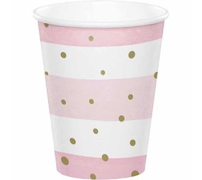 Creative Converting Bekers babyshower roze en wit 266ml | 8 stuks