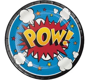 Borden Superheld Slogans 18cm | 8 stuks Borden Superheld Slogans 18cm | 8 stuks