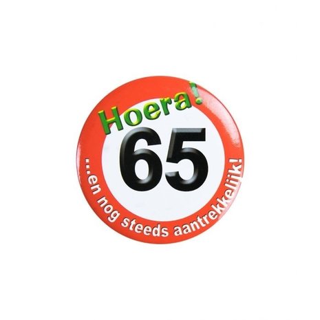 Paper Dreams Button klein 65 jaar Verkeersbord | per stuk