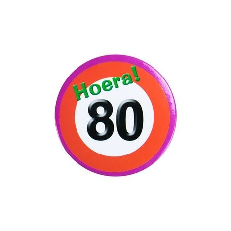 Paper Dreams Button klein 80 jaar Verkeersbord | per stuk
