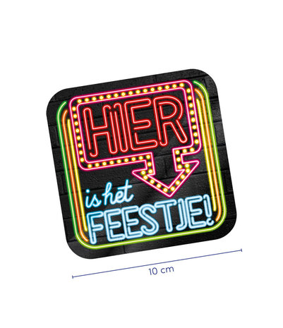 Coasters Here is the party Neon | 6 pieces