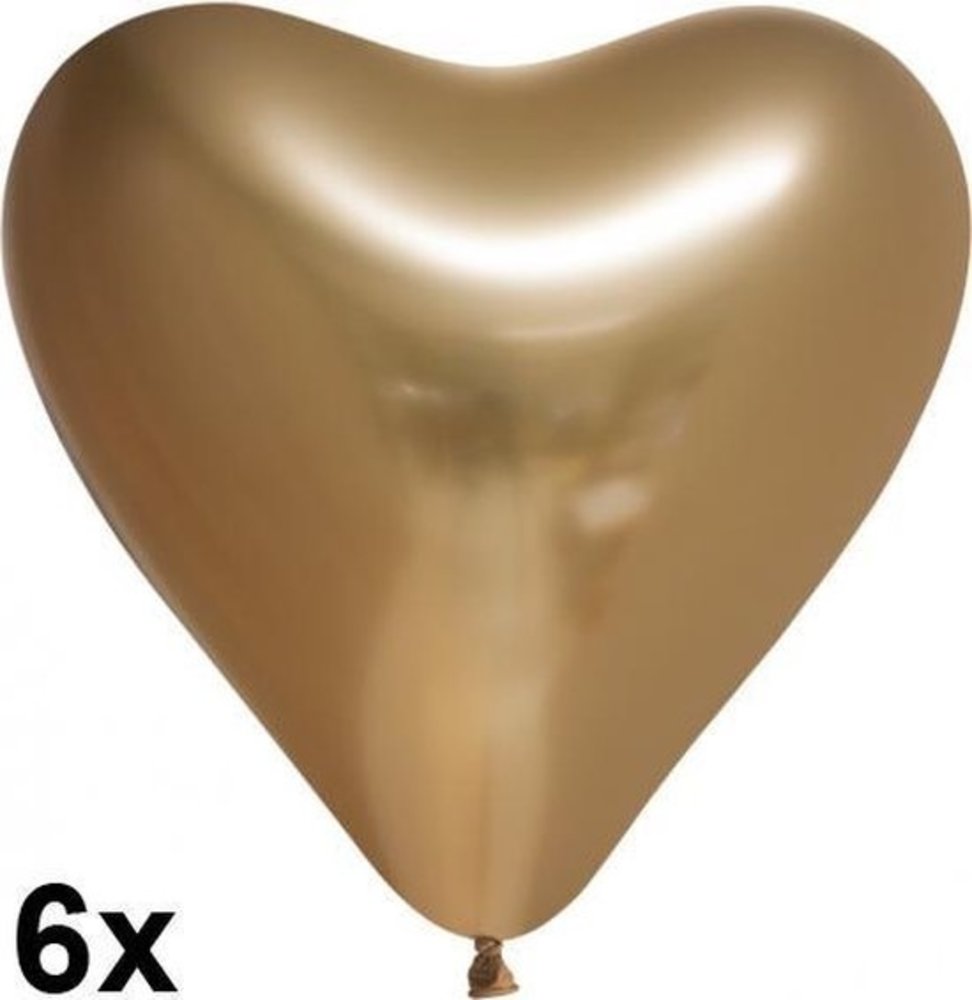 Ballons Golden Heart Chrome 30cm | 6 morceaux Ballons Golden Heart Chrome 30cm | 6 morceaux