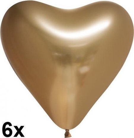 Ballons Golden Heart Chrome 30cm | 6 morceaux Ballons Golden Heart Chrome 30cm | 6 morceaux