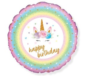 Oaktree Baby Unicorn Happy Birthday Folie Ballon 45cm | per stuk Oaktree Baby Unicorn Happy Birthday Folie Ballon 45cm | per stuk