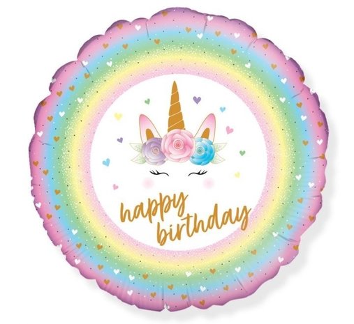 Oaktree Baby Unicorn Happy Birthday Folie Ballon 45cm | per stuk Oaktree Baby Unicorn Happy Birthday Folie Ballon 45cm | per stuk