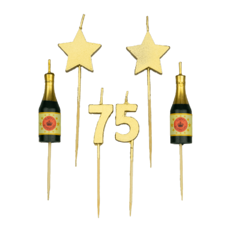Party kaarsjes 75 jaar | 10 cm Party kaarsjes 75 jaar | 10 cm