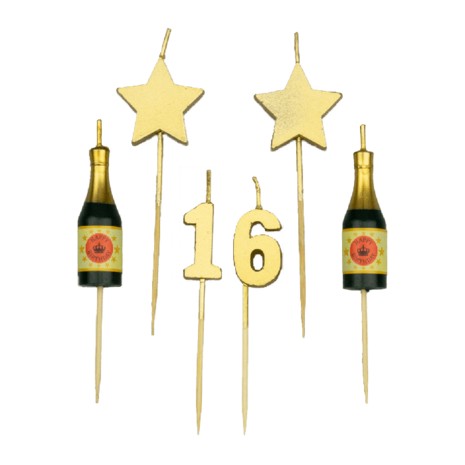 Bougies de fête 16 ans | 10 cm