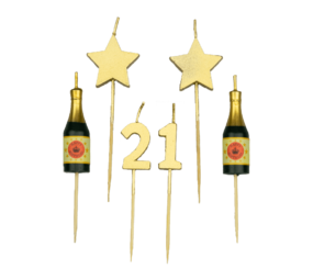 Bougies de fête 21 ans 10 cm