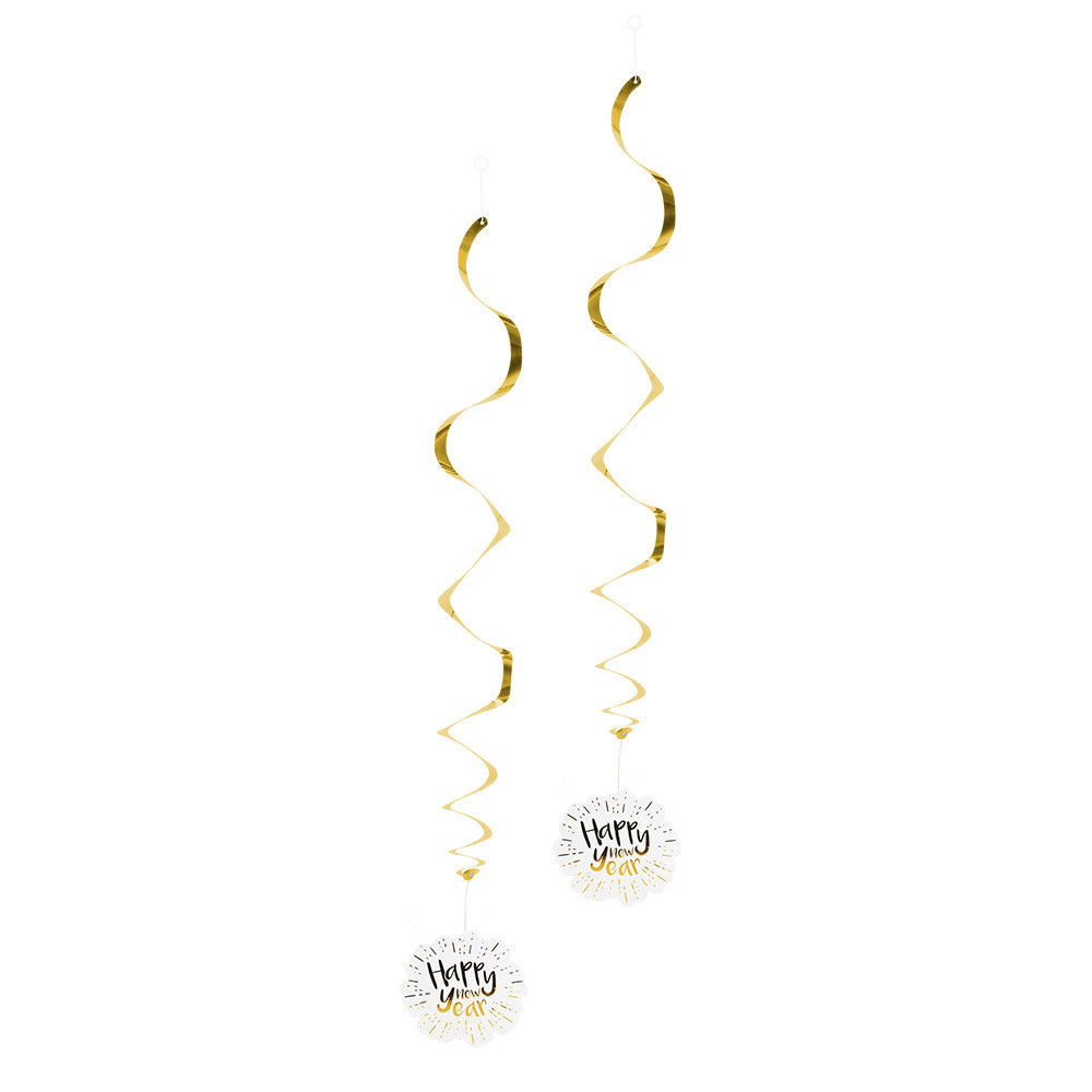 Hangdecoratie swirls Happy New Year 85cm | 2 stuks Hangdecoratie swirls Happy New Year 85cm | 2 stuks