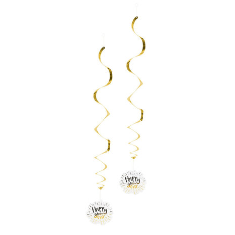 Hunging Décoration Swirls Bonne année 85cm | 2 pièces