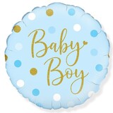 Helium ballon Sparkling Baby Boy Dots | rond 45cm