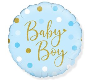 Helium ballon Sparkling Baby Boy Dots | rond 45cm Helium ballon Sparkling Baby Boy Dots | rond 45cm