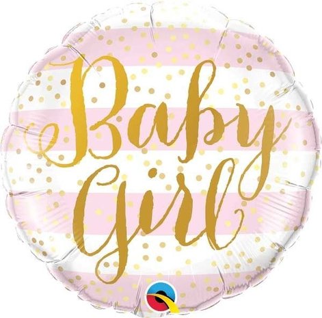 Helium Ballon Baby Girl Pink Streifen | ungefähr 46 cm