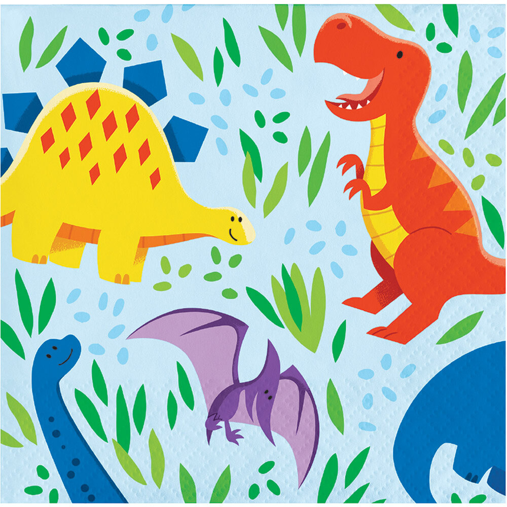 Creative Converting Dinosaurus friends napkins 25x25cm | 16 pieces Creative Converting Dinosaurus friends napkins 25x25cm | 16 pieces