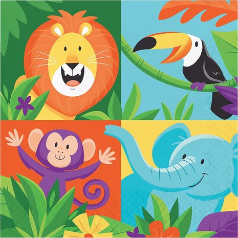 Creative Converting Jungle Safari 33x33cm napkins | 16 pieces Creative Converting Jungle Safari 33x33cm napkins | 16 pieces