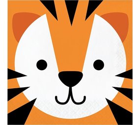 Creative Converting Serviettes de table face de tigre 33x33cm | 16 pièces Creative Converting Serviettes de table face de tigre 33x33cm | 16 pièces