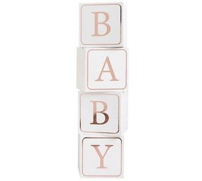 Hootyballoo Letterblokken BABY rosé-goud | 4 stuks Hootyballoo Letterblokken BABY rosé-goud | 4 stuks