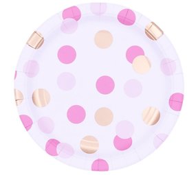 Pioneer Party Plates pink and gold dots 23cm | 8 pieces Pioneer Party Plates pink and gold dots 23cm | 8 pieces