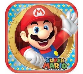 Amscan Bord Super Mario 23x23cm | 8 stuks Amscan Bord Super Mario 23x23cm | 8 stuks