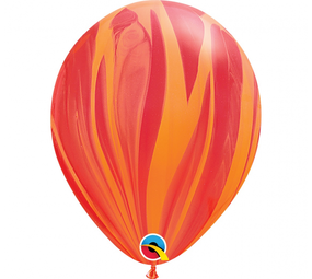 Qualatex Ballon marbré rouge 28cm | 5 pièces
