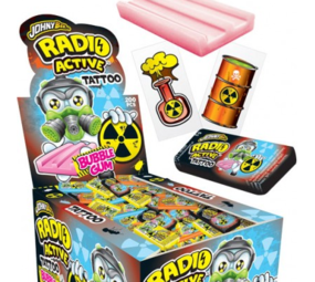 Johny Bee Kauwgom  radio active met tattooplaatje | per stuk Johny Bee Kauwgom  radio active met tattooplaatje | per stuk