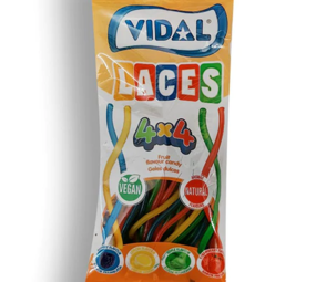 Vidal Colored candy laces bag of 90gr Vidal Colored candy laces bag of 90gr