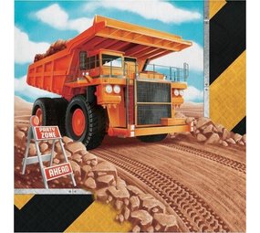Creative Converting Servet Under Constructie  shovel 33x33cm | 16 stuks Creative Converting Servet Under Constructie  shovel 33x33cm | 16 stuks