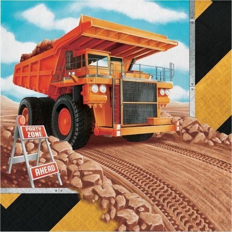 Creative Converting Servet Under Constructie shovel 33x33cm | 16 stuks Creative Converting Servet Under Constructie shovel 33x33cm | 16 stuks
