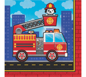 Creative Converting Servetten brandweer auto 33x33cm | 16 stuks Creative Converting Servetten brandweer auto 33x33cm | 16 stuks