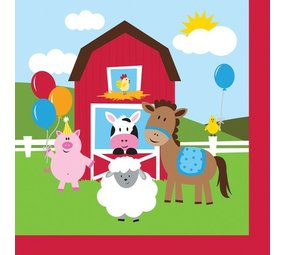 Creative Converting Servetten Boerderij dieren 24x24cm | 16 stuks Creative Converting Servetten Boerderij dieren 24x24cm | 16 stuks