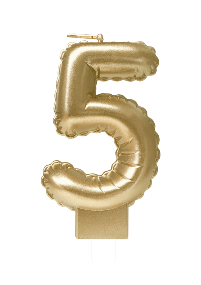 Paper Dreams Kaarsje 5 folie ballon goud | 7cm Paper Dreams Kaarsje 5 folie ballon goud | 7cm