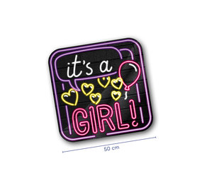 Paper Dreams Neon deurborden It's a girl | 50cm Paper Dreams Neon deurborden It's a girl | 50cm
