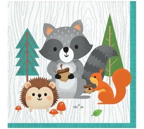 Creative Converting Serviettes pour animaux de forêt forestier bois 24x24cm | 16 pièces