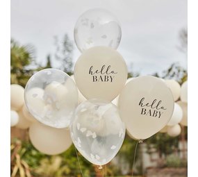 Ginger Ray Hello Baby taupe en wolken confetti ballonnen | 5 stuks
