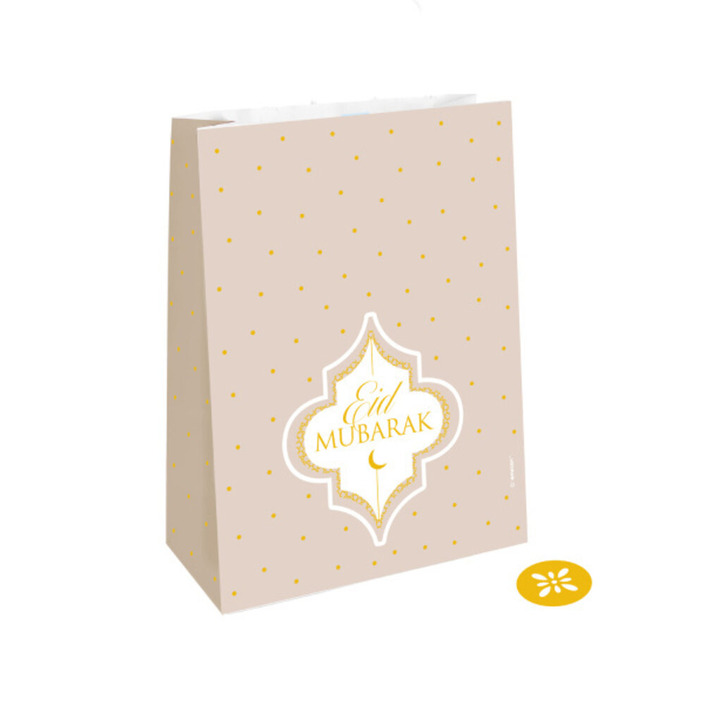 Amscan Eid Mubarak treat bag of paper | 4 pieces Amscan Eid Mubarak treat bag of paper | 4 pieces