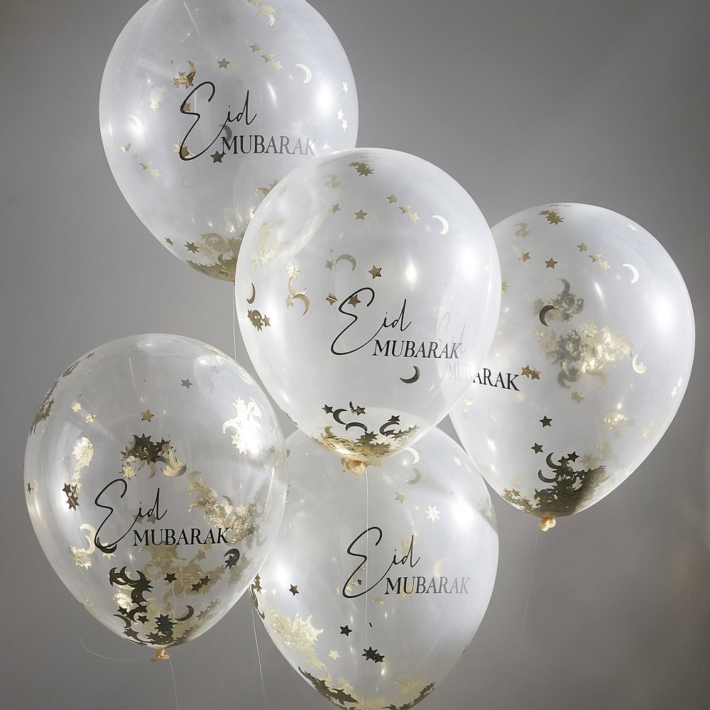 Ginger Ray Eid Mubarak Confetti Balloons 30cm | 5 pieces Ginger Ray Eid Mubarak Confetti Balloons 30cm | 5 pieces