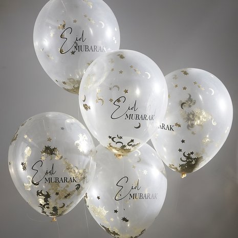 Ginger Ray Eid Mubarak Confetti ballonnen 30cm | 5 stuks Ginger Ray Eid Mubarak Confetti ballonnen 30cm | 5 stuks