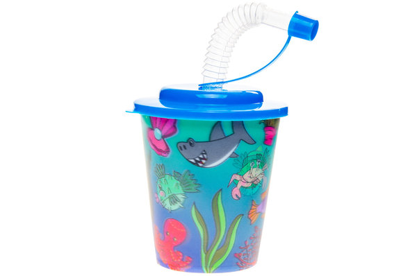 LG Imports Zeedieren Traktatie Beker met Rietje 250ml | per stuk LG Imports Zeedieren Traktatie Beker met Rietje 250ml | per stuk