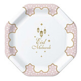 Zin El Afrah Eid Mubarak Plates Pink 18cm | 8 Stücke
