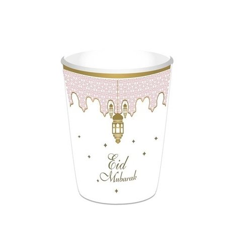 Zin El Afrah Gobelets Eid Mubarak rose 350ml | 8 pièces