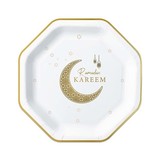 Haza - Witbaard Ramadan Kareem Platten Oktagon Weiß Gold 23 cm | 8 Stücke Haza - Witbaard Ramadan Kareem Platten Oktagon Weiß Gold 23 cm | 8 Stücke