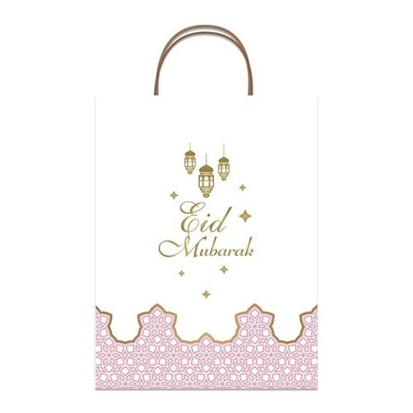 Zin El Afrah Eid Mubarak Geschenktüte Pink | 25x13x33cm