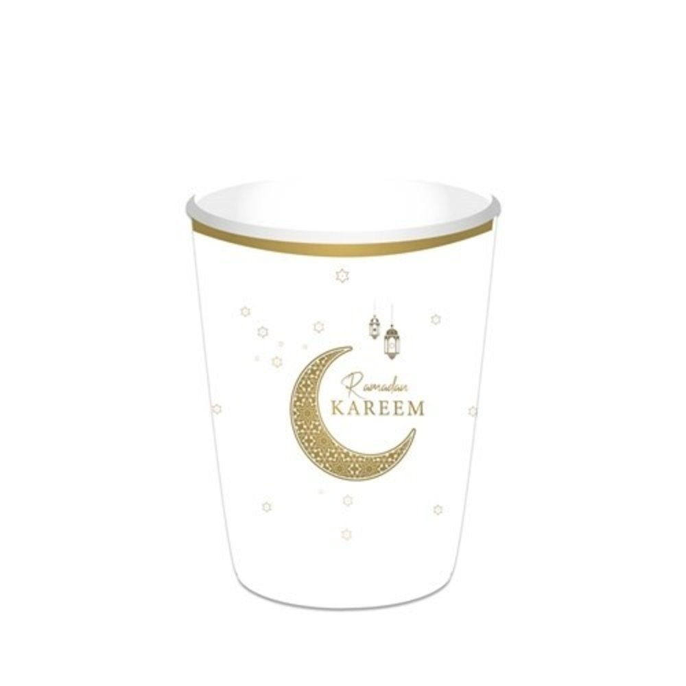 Haza - Witbaard Ramadan Kareem Cups White Gold 350ml | 8 pieces Haza - Witbaard Ramadan Kareem Cups White Gold 350ml | 8 pieces