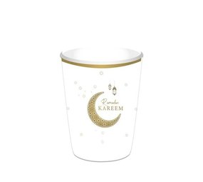 Haza - Witbaard Ramadan Kareem bekers Wit Goud 350ml | 8 stuks